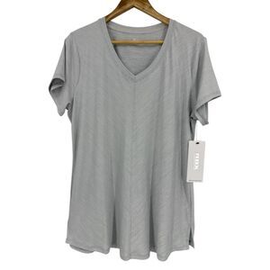 Athletic Shirt XL Women's Short Sleeve Gray V neck tshirt athleisure RBX